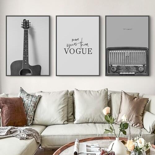 Black White guitar Canvas Nordic Posters Prints Record music Wall Art Painting Wall Pictures for Living Room Modern contracted