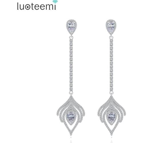 LUOTEEMI Long Tears Water Drop Earrings for Women Wedding Engagement Fashion Jewelry CZ Pendientes Bijoux Femme Christmas Gifts