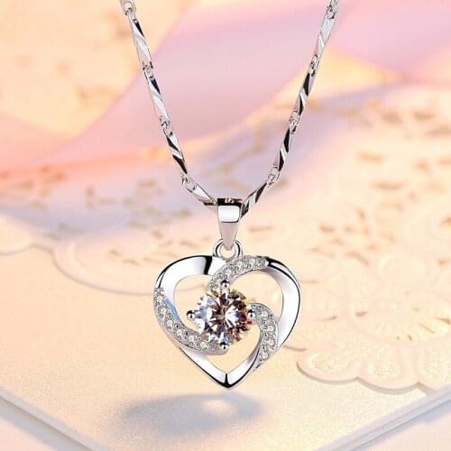 Hot Sale Jewelry Dainty Romantic Heart Pendant Necklace For Women Wedding Engagement Party Charm Statement Valentine Day Gifts
