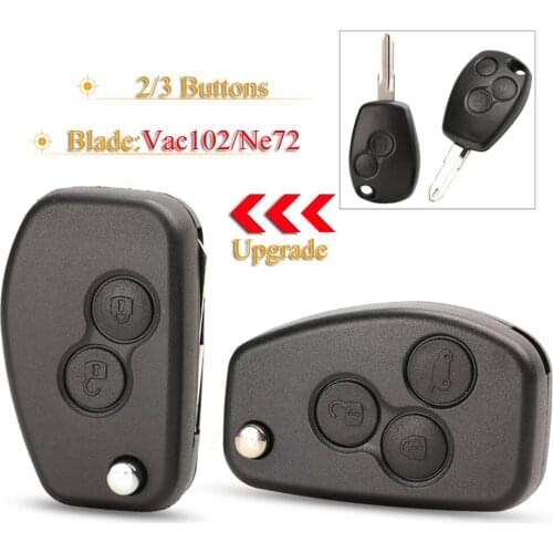 Kutery 10pcs/lot 2/3 Buttons Modified Flip Car Key Shell Case For Renault Duster Logan Fluence Clio Kangoo Sandero