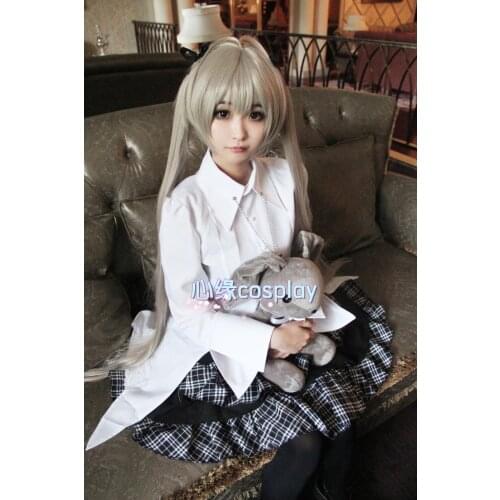 Anime Yosuga no Sora Kasugano Sora Cosplay Costume Lolita Dress Outfit+Wig+Rabbit Plush Toy Halloween Party Costumes for Women