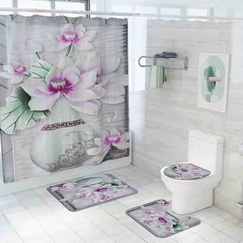 Home Decor Mat Set and Shower Curtain Bathroom Carpet Floor Mat Anti Slip Bath Rugs Toilet Bath Room Carpets Water Absorbing Rug