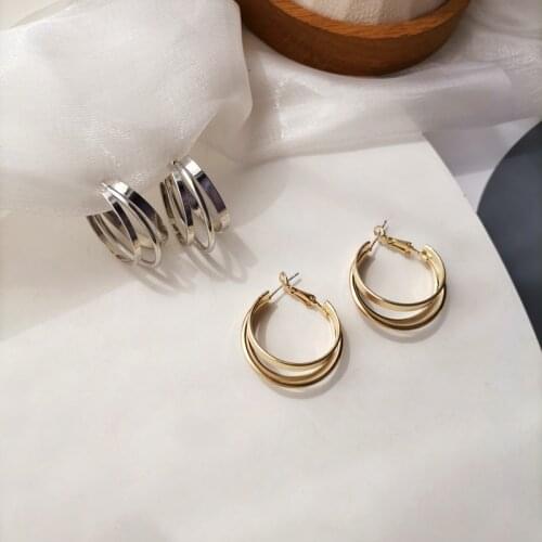 Mihan S925 needle Women Jewelry Hoop Earrings Hot Selling Golden Sivlery Plating Round Metal Earrings For Girl Party Gifts