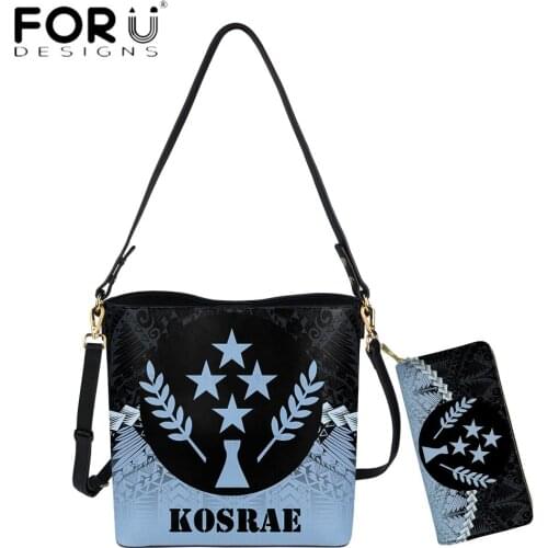 FORUDESIGNS Fashion Women Shoulder Bag And Purse Set Kosrae Polynesian Style Design Luxury Female Casual Messenger Bolsas