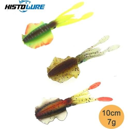 3PCS Fishing Soft Lure 7g 100mm Luminous/UV Squid Jig Fishing Lures Octopus Calamar For Sea Fishing Wobbler Bait Jigging