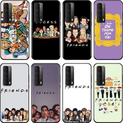 Cartoon Friends TV For Huawei Y9A Y9S Y9 Y8P Y8S Y7A Y7P Y7 Y6 Y6P Y6S Y5P Y5 Prime Pro 2019 2020 Black Soft Phone Case