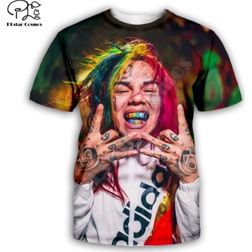 2020 summer New Fashion t shirt Hot singer 6ix9ine 3D Printed T Shirts Unisex Hip hop Short Sleeve shirt Harajuku casual Tops