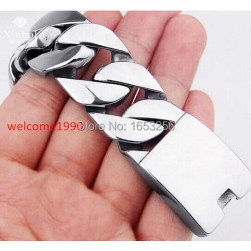 New Biker Cuban Curb Chain Bracelet Pure Stainless Steel Bracelet 24mm 8.66'' High Quality Jewelry