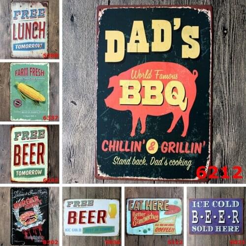 Wholesale 200 PCS BBQ Beer Grill burgers corn beer retro metal antique painting,wall sticker.wall decoration bar ktv