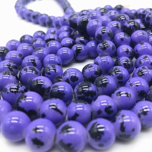 Wholesale 6 8 10 mm Beautiful Intarsia Glass Loose Spacer Charm Beads Pattern Making Bracelet Necklace Jewelry #11