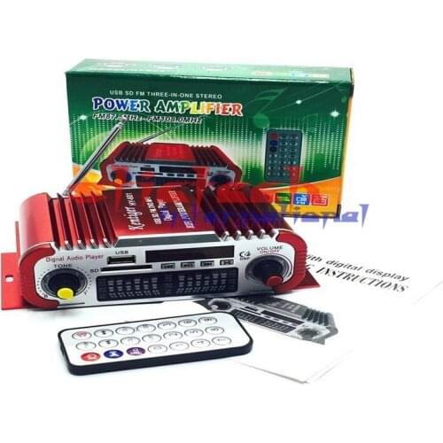 By DHL or Fedex 10pcs Car Amplifier MP3 FM/USB Player Digital display power amplifier with Remote Control red blue