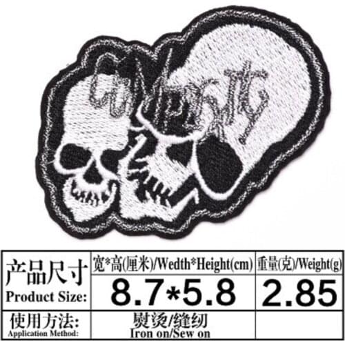 HORROR Punk Skull Ghost Iron On Patches Of Clothing Accessories Fabric Stickers Embroidery Halloween day of the dead