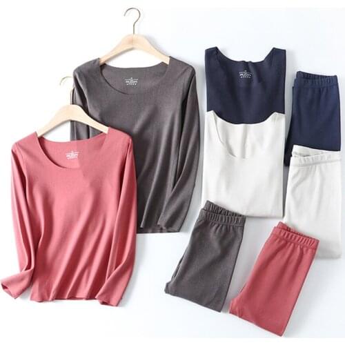 Fdfklak Pyjamas Womens Warm Velvet 2 Pcs Pajamas Long Sleeve Pants Suit Sleepwear Autumn Winter Pijama Female Home Wear