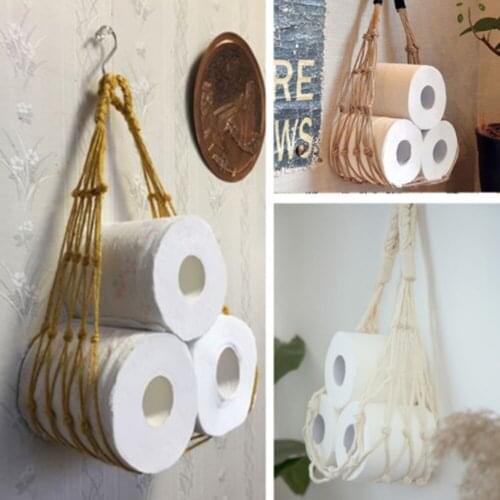 Hanging Cotton Rope Holder For Toilet Paper Magazine Books Holder Home Hotel Storage Hanging Pocket Rack Bathroom Decor