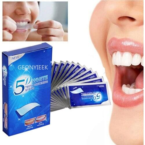 28Pcs/14Pair Gel Teeth Whitening Strips Oral Hygiene Care Double Elastic Teeth Strips Whitening Dental Bleaching Tools