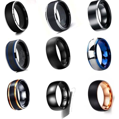 Popular 8 mm tungsten carbide steel mini black smooth wholesale ring. The charm of men. Fashion trend engagement accessories