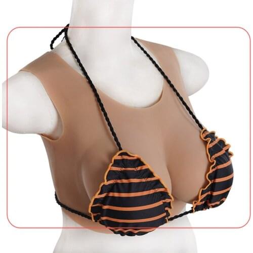 Transgender Ultra-thin Silicone Prosthetic Breasts Round Neck Fake Nipples Articles Fake Breasts Male Prostheses for Women