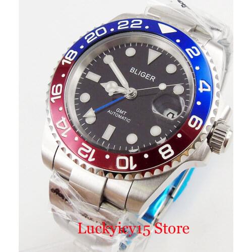 Luxury Fashion Mechanical Men Watches Sapphire Glass Date Window Alloy Bezel 40mm Case GMT MINGZHU 3804 Movement