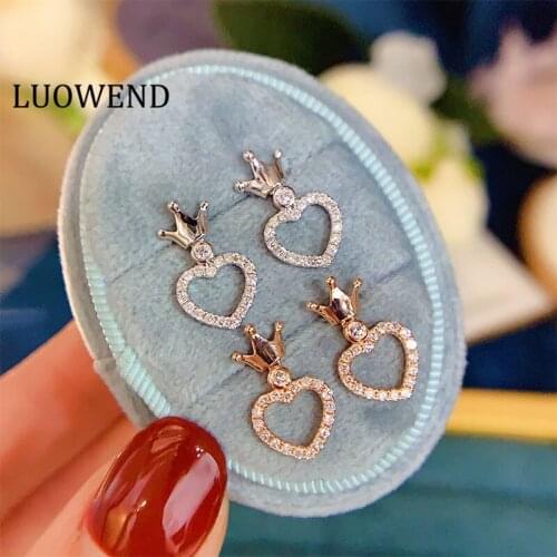 ANI 18K Solid White/Rose Gold (AU750) Women Engagement Stud Earrings 0.3 CT Certified Crown Round Real Natural Diamond Earring