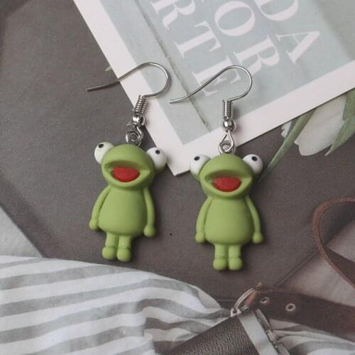 Japanese And Korean Style Ins Fashion Cute Animal Pure Color Earrings Frog Duck Pig Element Niche Design 2021 New Trend