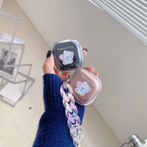 For Samsung Galaxy Buds Live/Buds Pro Case Laser Butterfly Rabbit Chain Silicone Clear Earphone Case For Galaxy Buds Live Cover