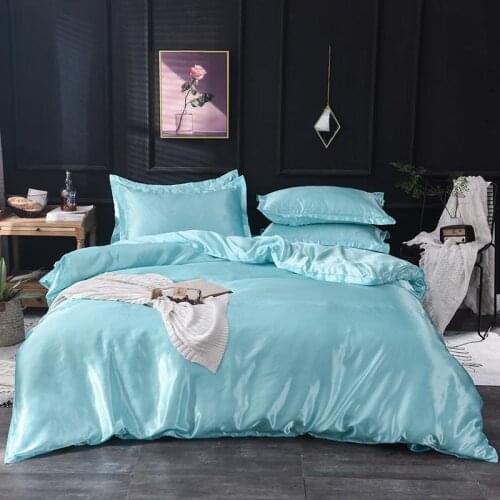 Blue, silk duvet cover 220x240 Pillowcase 3pcs,200x200 quilt cover, bed cover 150x200,queen king size bedding set,bed sheet