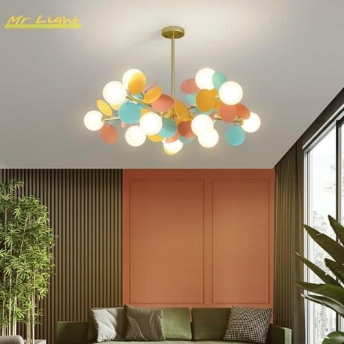 Nordic Macron LED Chandelier Lighting Living Room Bedroom Children Room Ceiling Chandeliers Lamp Hanging Lamps Indoor Luminaries