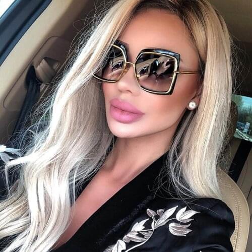 Women Square Modern Design Sunglasses Trendy Gradient Shades Oversized Original Sun Glasses For Female Men Unisex Oculos uv400