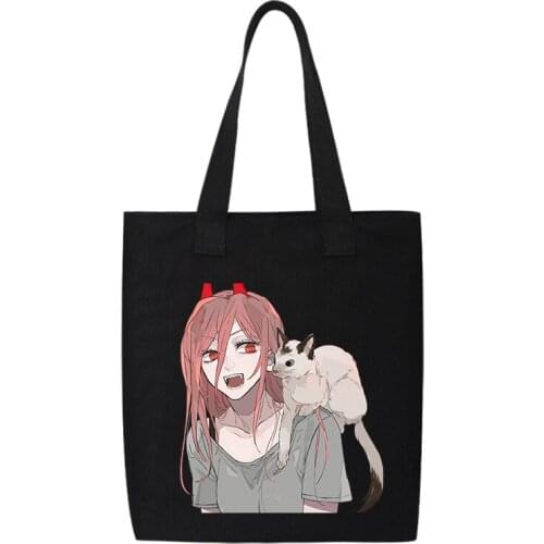 Chainsaw Man Shopping bag Power canvas Bag Kurose Volkner printed cotton shopper bag Shoulder Bag Handbag