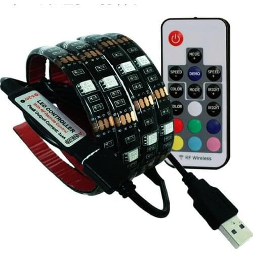USB Strip LED Light PC 5 V RGB 5050 5V 1M 60Led/M USB 17 Key Controller Led Strip Waterproof or not Tape Diode Lamp TV Backlight