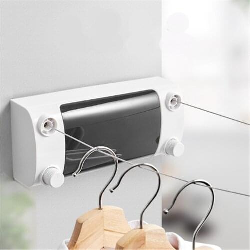 Retractable Clothesline Indoor Drying Hanger Clothes Rack with Double Stainless Steel Ropes Balcony Wall-Mounted Quilt Holder