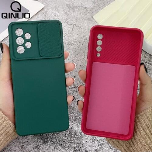 Slide Camera Lens Protection Case For Samsung Galaxy A52 5G A72 A51 4G A50 A71 A10S A12 A21S S20 FE S21 Ultra Soft Silicon Cover