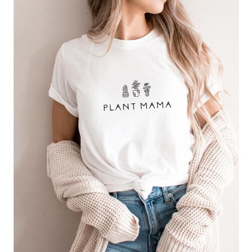 Plant Mama 100%Cotton Womens Tshirt Plant Lover Shirt Mama Life Summer Casual O-Neck Short Sleeve Top Vegan Shirts Gift for Mom