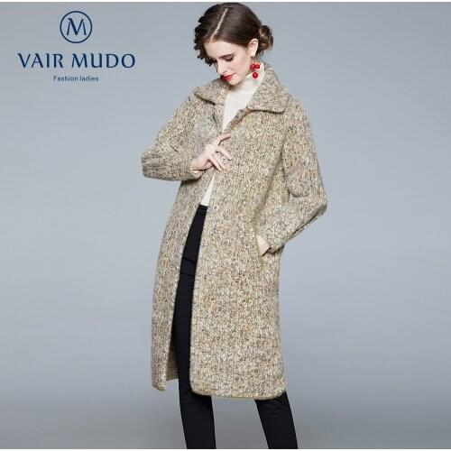 The new coat autumn and winter thick mink velvet French lazy style womens long knitted fashion coat elegant fashion Y-456