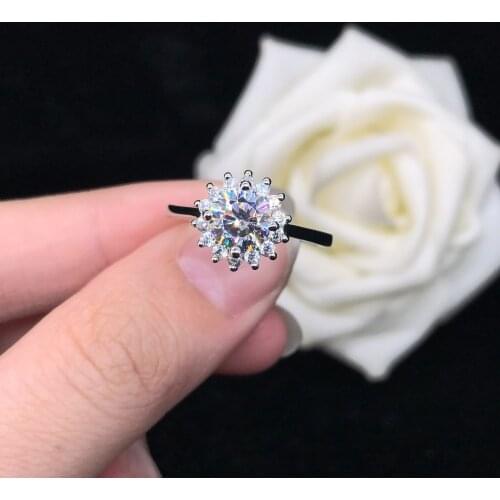 Brilliant Forever 1Ct 6.5mm D Color Moissanite Engagement Diamond Ring AU585 14K White Gold Ring Quality Guarantee