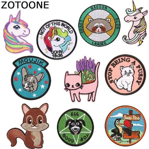 ZOTOONE Cartoon Animals Patches on Clothes Unicorn Patch Supplies Diy Creative Badges for Kids Jacket Iron on Sticker Decoration