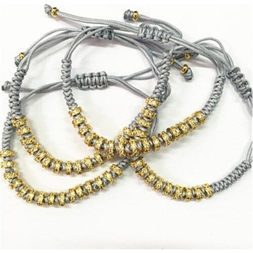 1PC New Anil Arjandas Bracelet 8mm Pave Setting CZ Beads Braiding Bracelet Charm Macrame Bracelet