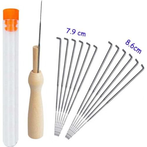 12 pcs Long and Short Felting Needles With Bottle Art Handmade Wool Felt Kit Pocked Needles Set DIY Craft Felt Tools Wood Handle