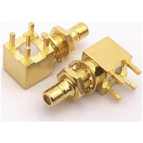 2pcs SMB Male Plug nut bulkhead right angle PCB solder RF connector Adapters