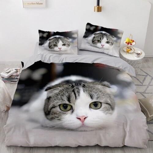 3D Bedding Sets Black Duvet Quilt Cover Set Comforter Bed Linen Pillowcase King Queen 173*230cm Size Dogs Pet Dog Cat Design