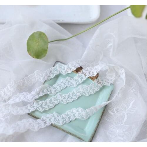 5 Meters/lot Width 1.5cm Delicate Cotton Off White Leaves Handicrafts Embroidered Lace Trim Ribbon Clothing Garment Accessories
