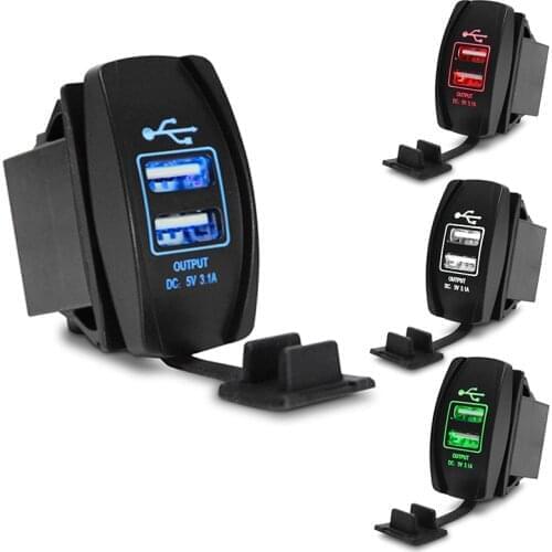 Car USB Charger Cigarette lighter socket Power Adapter 12-24V 3.1A Dual USB Charger for Car Boat Motorcycle Truck ATV