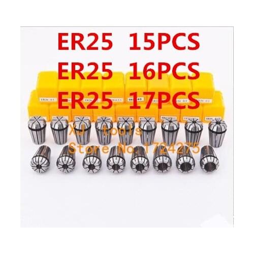 Free freight ER25 15PCs clamp set 2mm to 16 mm Range for milling CNC engraving machine tool motor axis