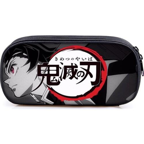 Anime Figure Demon Slayer Pencil Case Kawaii Large-capacity Pencil Bag Tanjiro Surrounding Student Stationery Box Anime Wallet