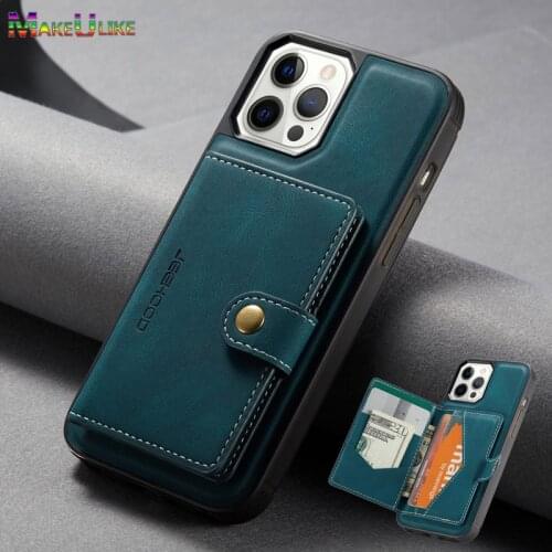 Magnetic Card Slot Case For iPhone 11 12 Pro MAX Mini 12Mini SE 2020 7 8 Plus 12Pro 11Pro X XR XS Max Case Luxury Protect Cover