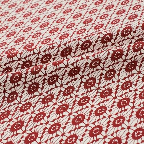 Red Grid Flower On White Cotton Fabric For Dress Платье Tissus Au MÈTre Telas Por Metro Sewing Ткань Для Шитья Vestidos Coton