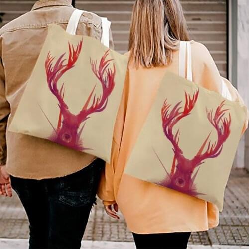 Europe Shoulder Bag Art Animal Shopping Bag Canvas Bag Storage Bag Girl Shopping Storage Bag Student Book Bag Travel Storage Bag
