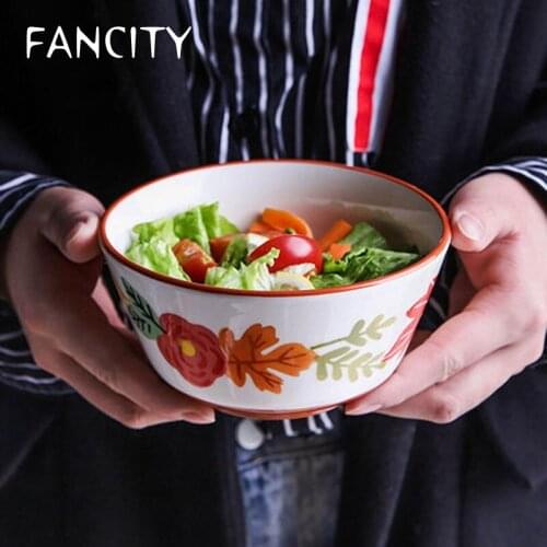 FANCITY Four Seasons Ceramic Underglaze Tableware Household Eating Bowl Rice Bowl Salad Bowl Soup Bowl Ramen Bowl Bowl