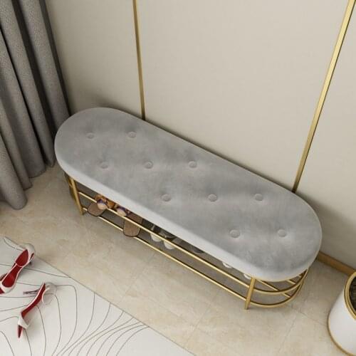 Customized Luxury shoe stool with 2 tiers shoe rack shelf sofa seat cushion entrance door shoe cabinet shoe bench storage stool