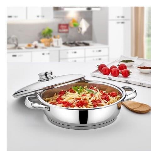Stainless Steel 26cm High Quality Pot Flat Stewpot with Lid Made in Turkey